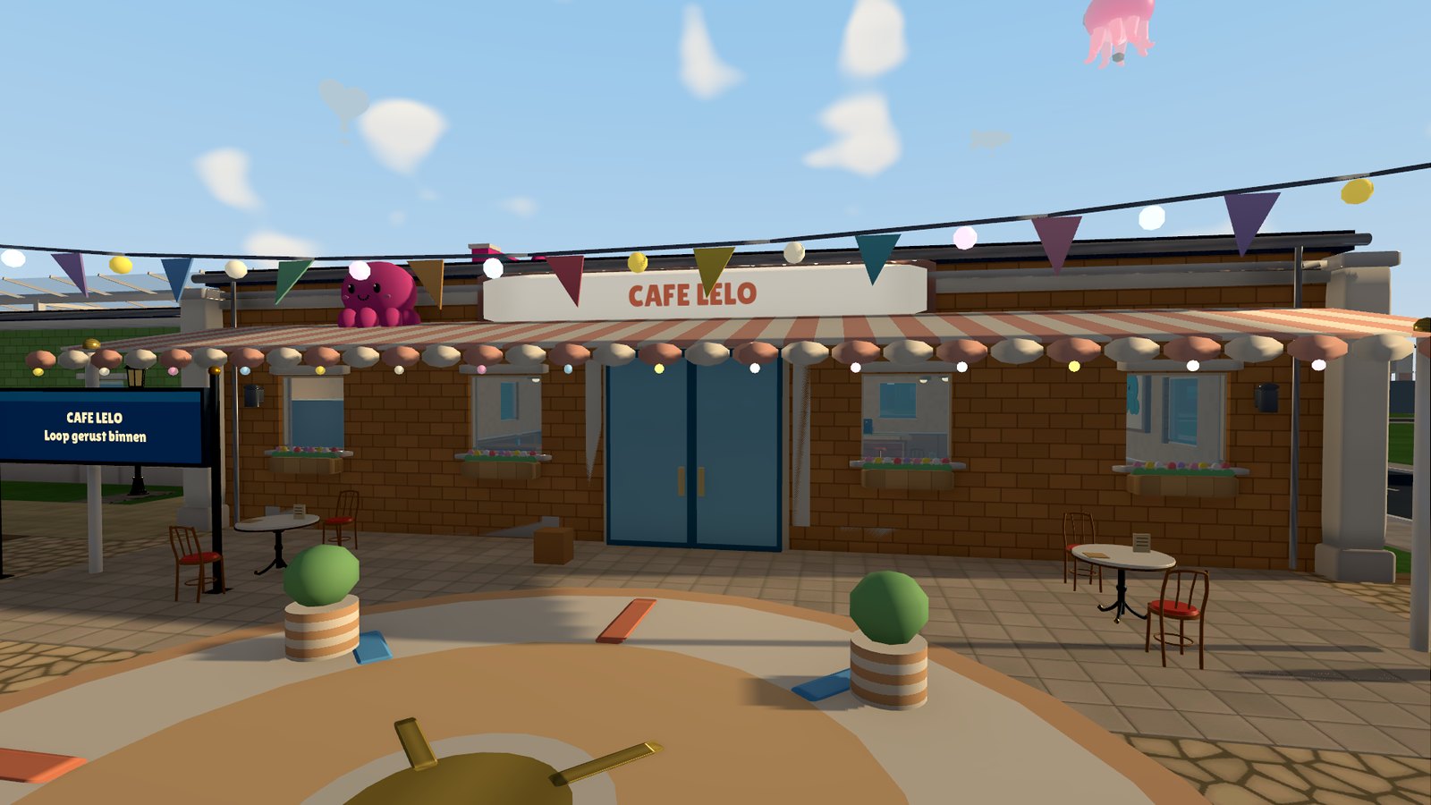 Café Lelo met terras aan het dorpsplein