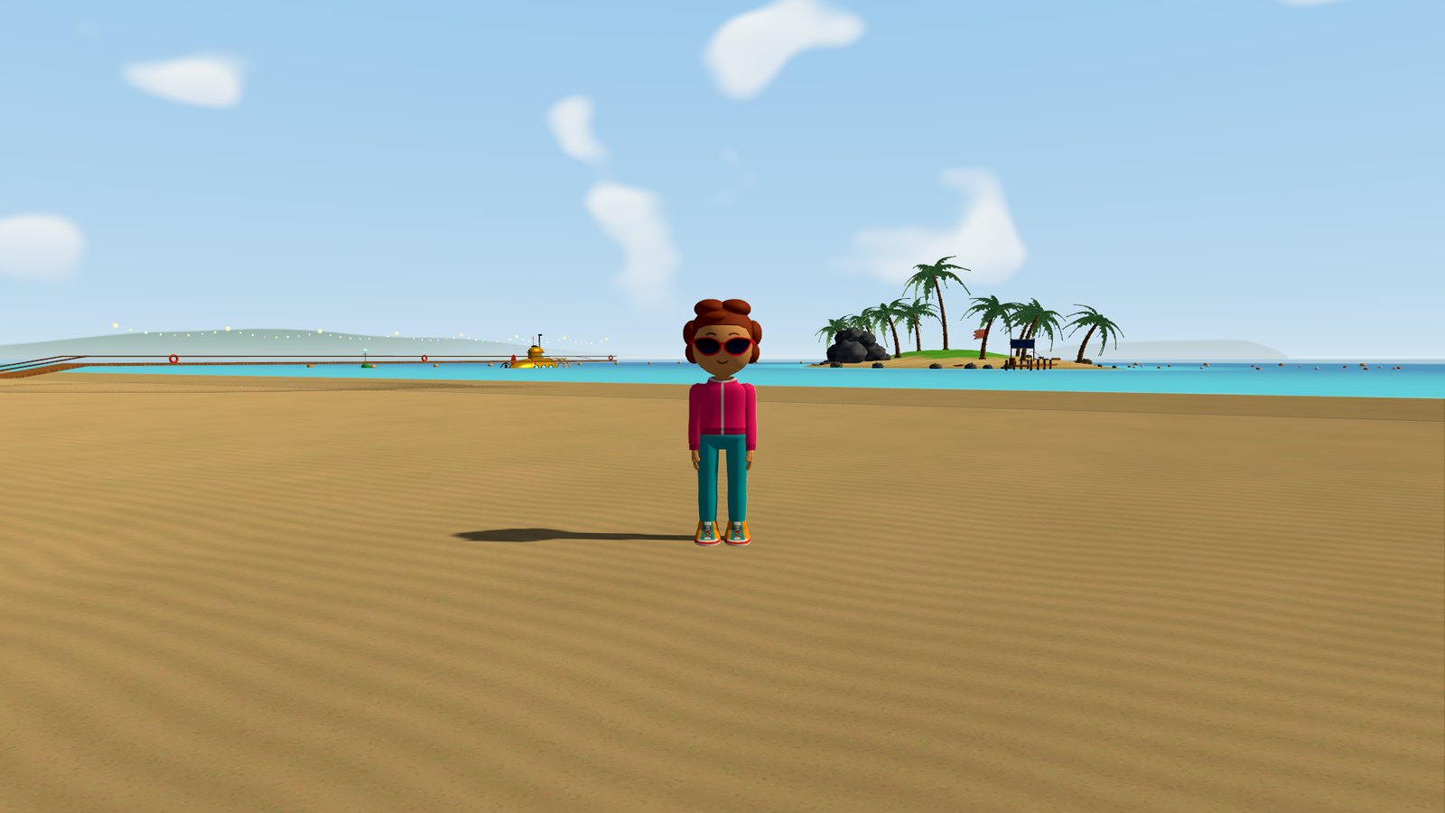 Een speler op het strand van LeloWorld